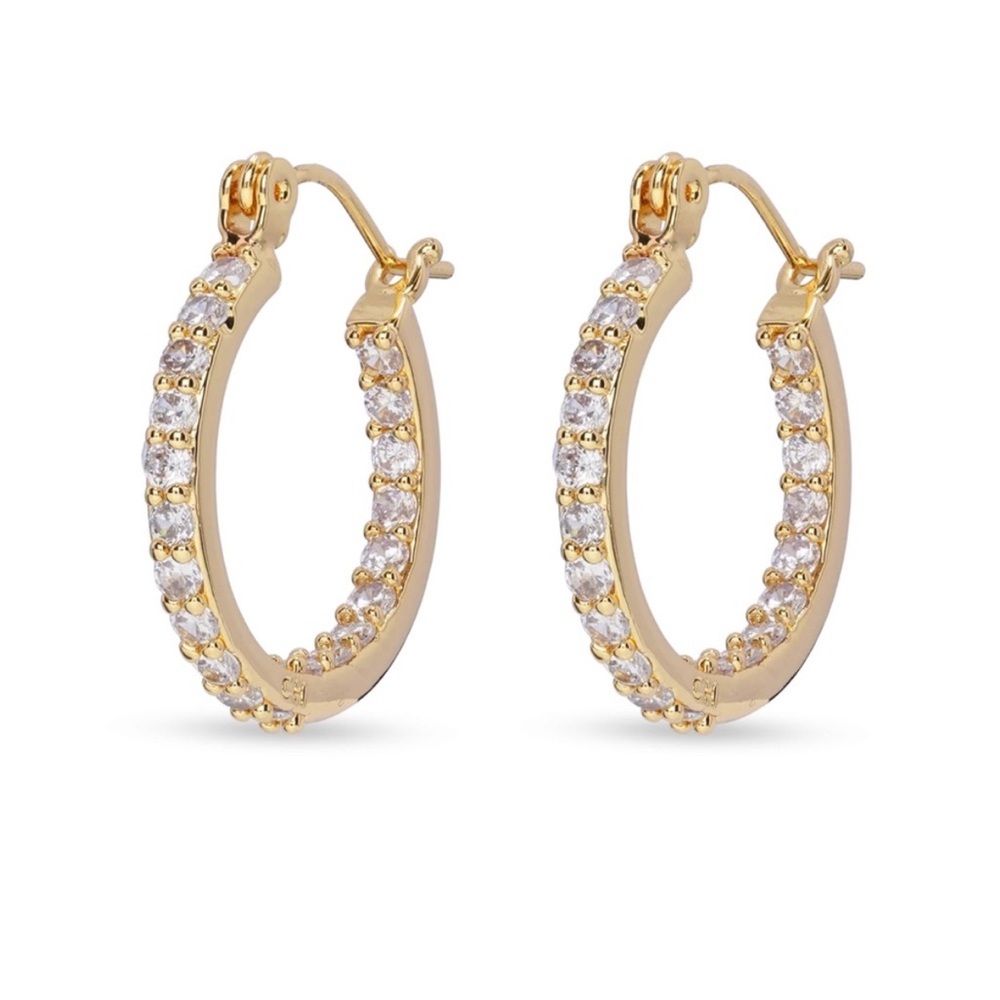 Gold Crystal Pave Hoop Earrings - Women's Jewelry